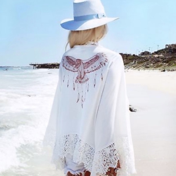 BOHO Beach Cover up - WHITE - Picture 4 of 4
